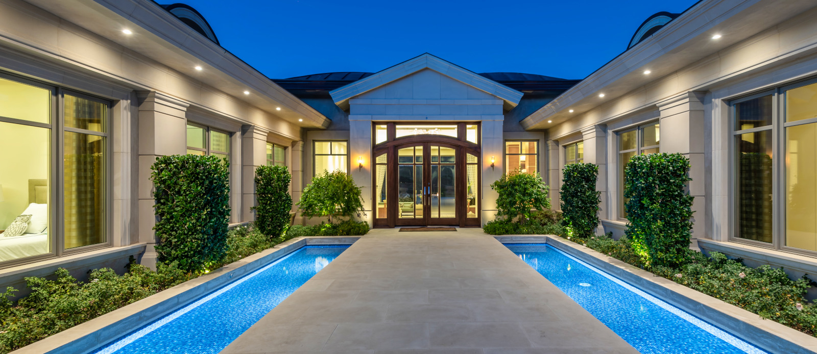 Mansion with entry doors